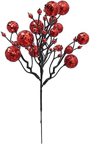 NANAKKI Red Berry Stems 8 Pack - Artificial Holly Berries for Christmas Trees Picks and Sprays, Indo | Amazon (US)