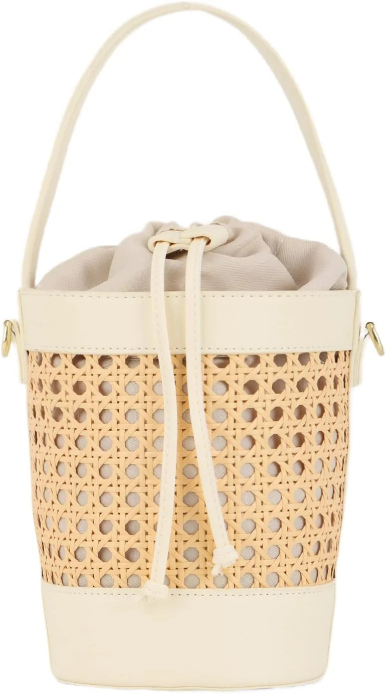 LinYooLi Rattan Purse Bucket Bag for Women,Straw Beach Bucket Tote Bag Summer Vacation Holiday | Walmart (US)
