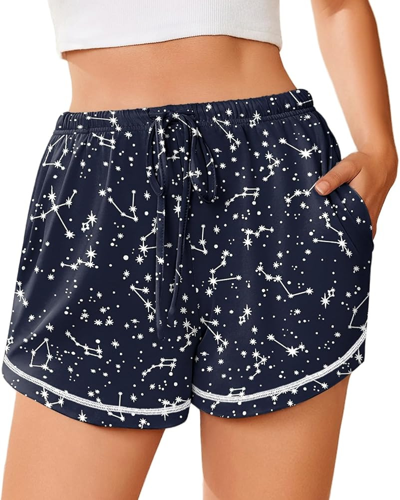 Ekouaer Pajama Shorts For Women Soft Sleep Shorts casual lounge pants Comfy Pj pants with Pockets | Amazon (US)