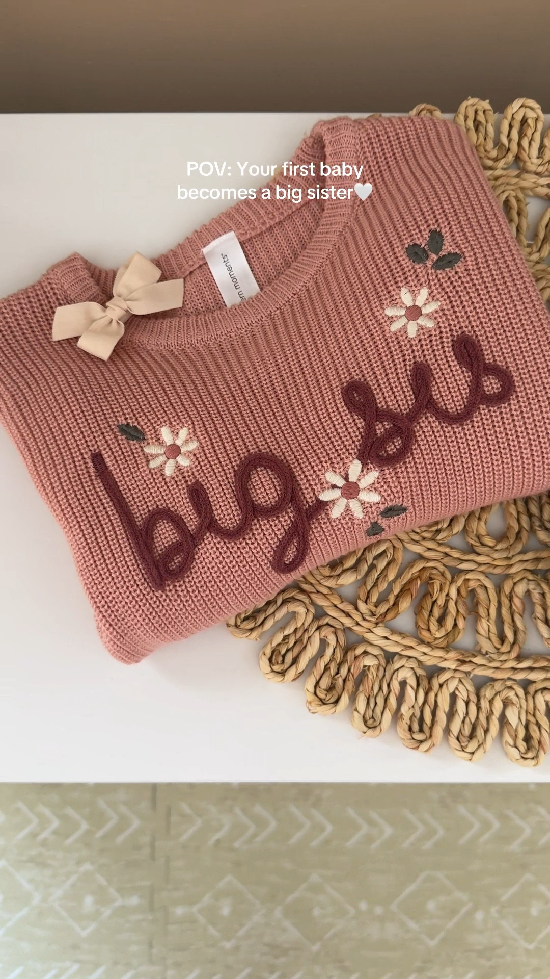 The sweetest way to share our big news 💕 This “Big Sister” sweater is the perfect pregnancy announcement outfit for a toddler girl. Cozy, neutral, and perfect for baby reveal photos, sibling announcement pictures, and special family moments.

#LTKBump #LTKBaby #LTKmomlife