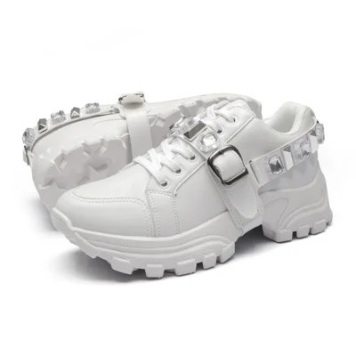 Tênis Sneaker Plataforma Rebento Chunky Pedraria Branco | Dafiti (BR)