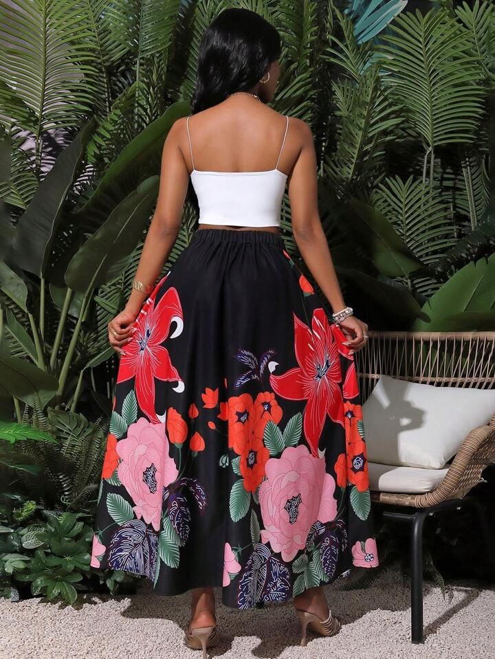 VaVaBold Women's Floral Print Long Holiday Skirt Maxi Women Outfit | SHEIN