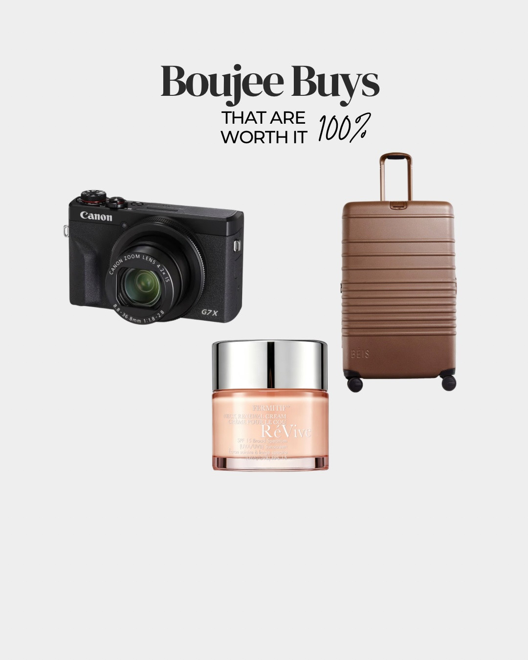 Luggage
Louis Vuitton 
Neck cream
Canon 
Heel cream

#LTKOver40 #LTKTravel #LTKBeauty