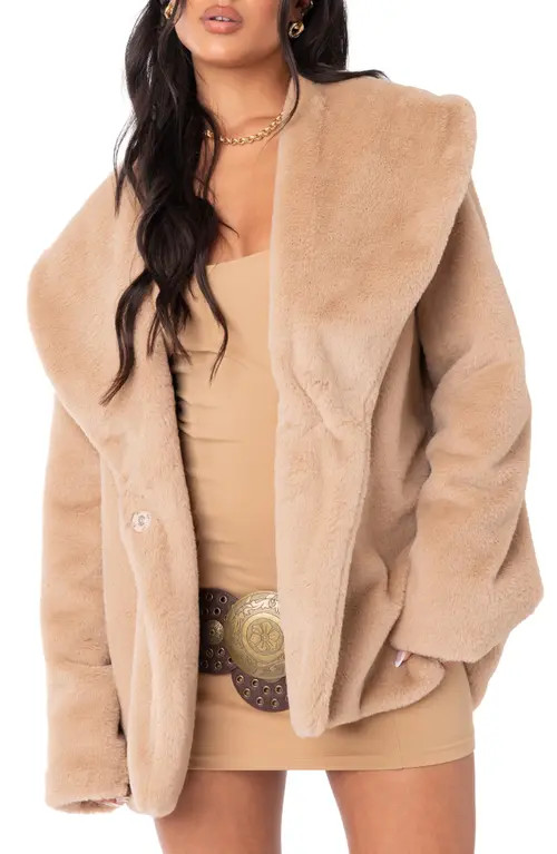 EDIKTED Briar Faux Fur Jacket in Beige at Nordstrom, Size X-Small | Nordstrom
