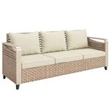 Outsunny Rattan Wicker Sofa 3-Seater Outdoor Patio Sofa with Cushions for Garden Backyard Porch B... | Walmart (US)