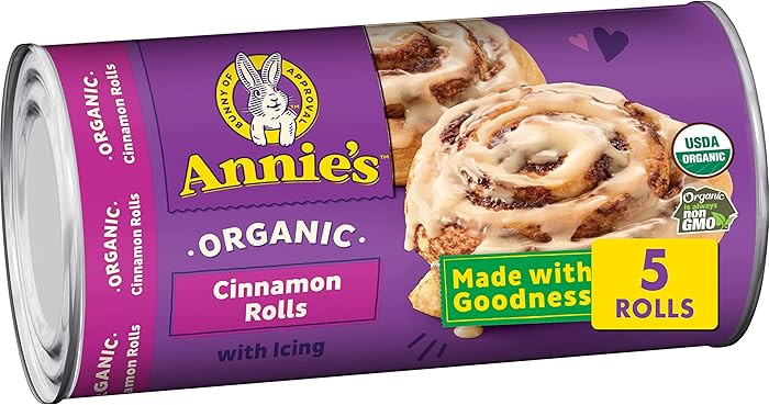 Annie's Organic Cinnamon Rolls with Icing, Refrigerated Dough, 5 Rolls, 17.5 oz | Amazon (US)