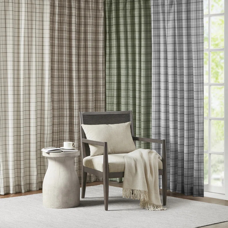 Anaheim Woven Plaid Room Darkening Thermal Fleece Lined Single Curtain Panel | Wayfair North America