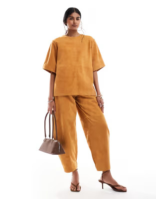 ASOS DESIGN suede barrel trousers co-ord in ginger | ASOS | ASOS (Global)