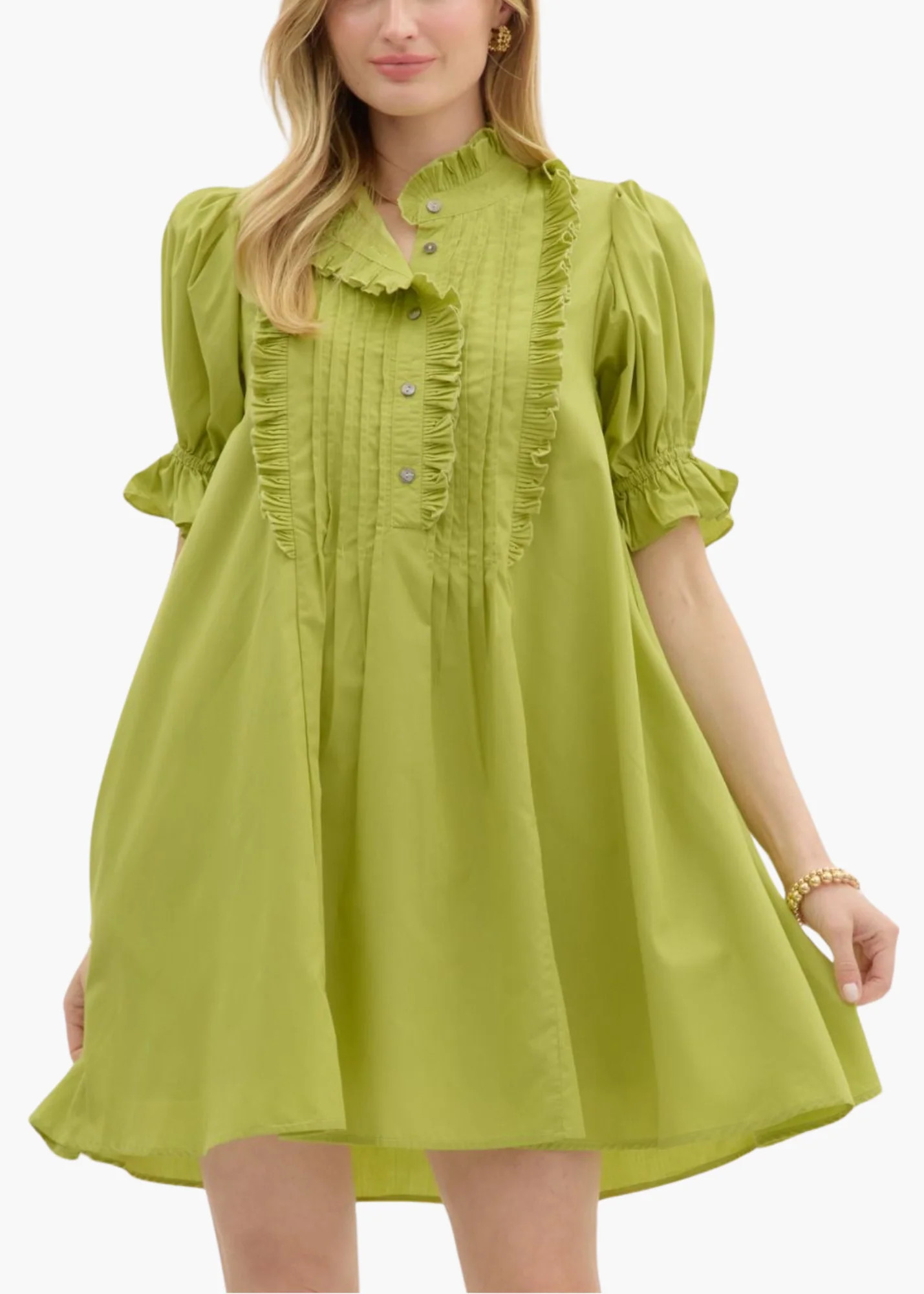 Evie Mini Dress in Chartreuse | Poppy and Pink