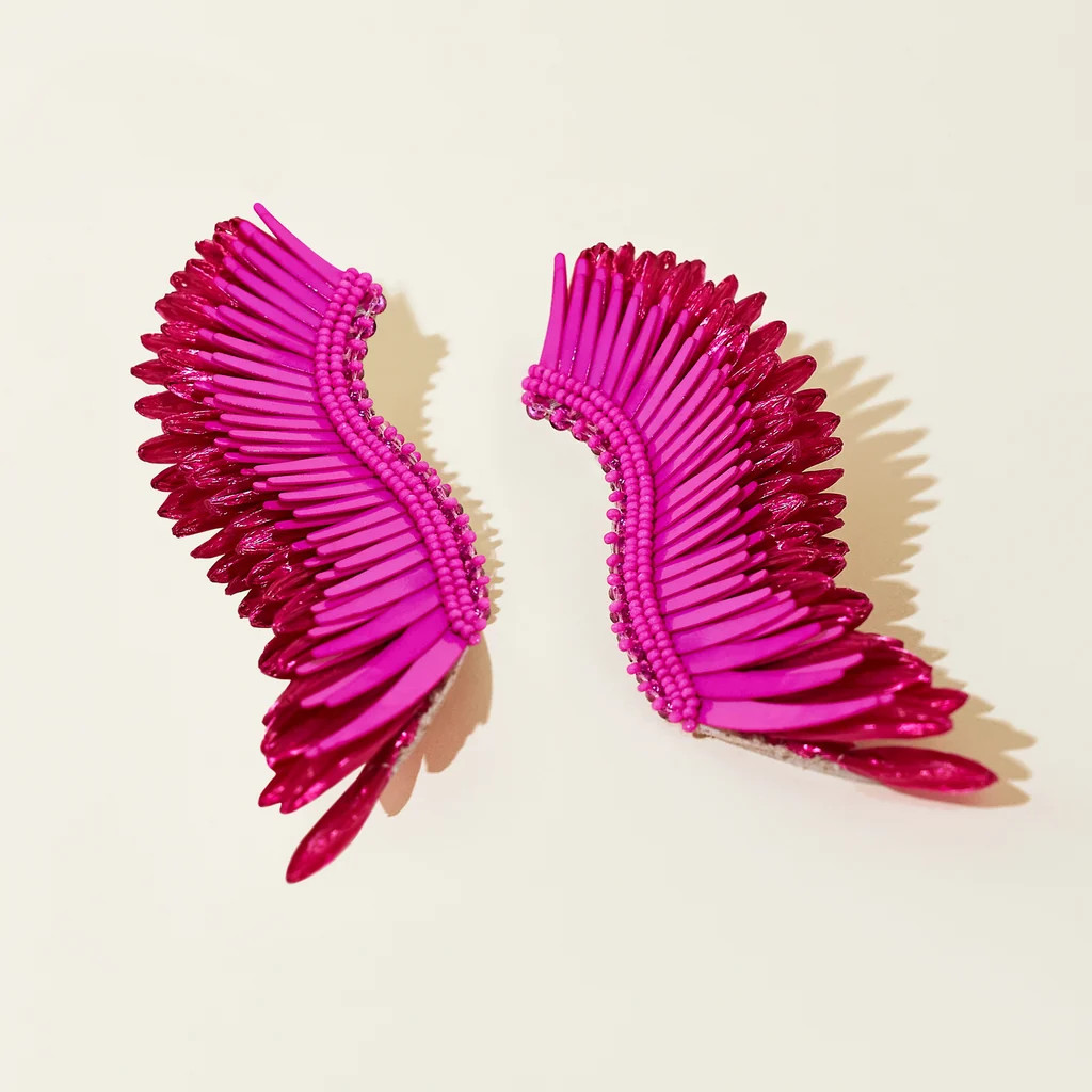 Raffia Madeline Earrings Magenta | Mignonne Gavigan