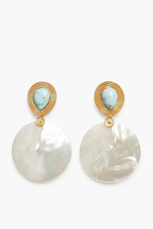 Tropicalia Turquoise Shell Hoops | Tuckernuck (US)