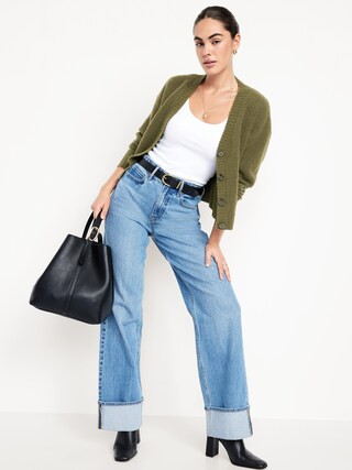 Wool-Blend Slouchy Cardigan Sweater | Old Navy (US)