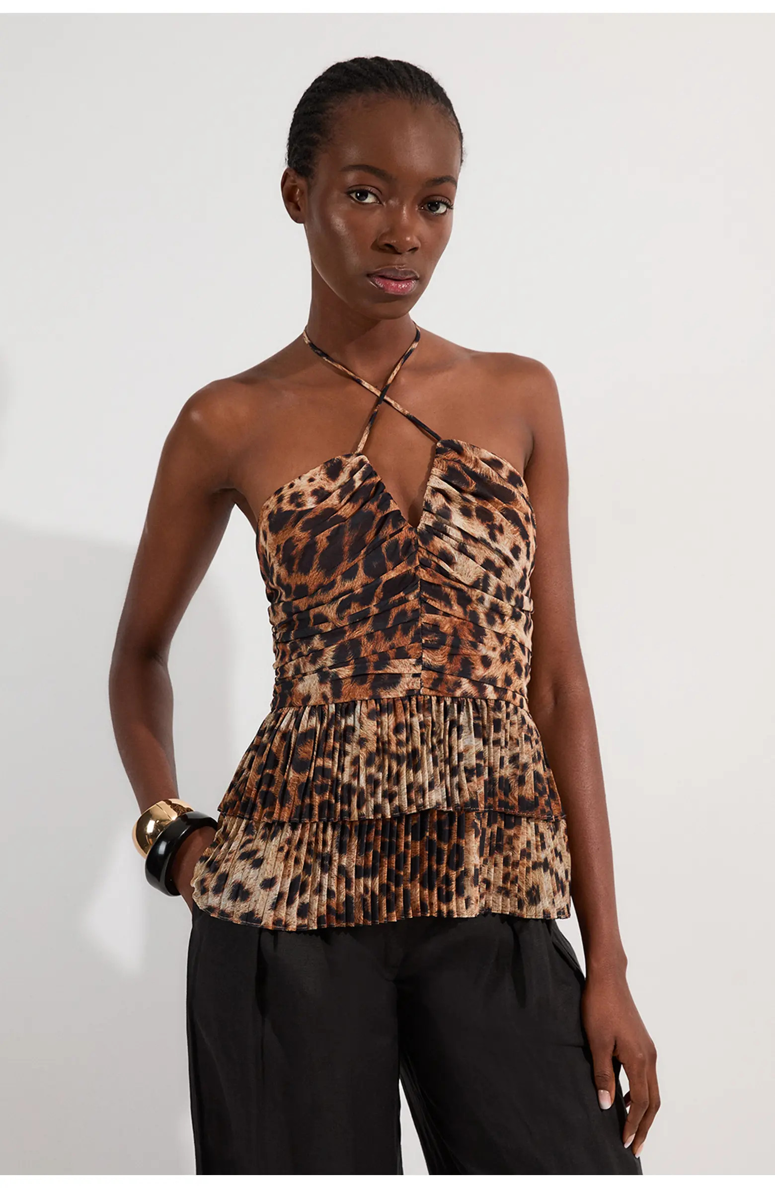 Karen Millen Tiered Halterneck Top | Nordstrom | Nordstrom