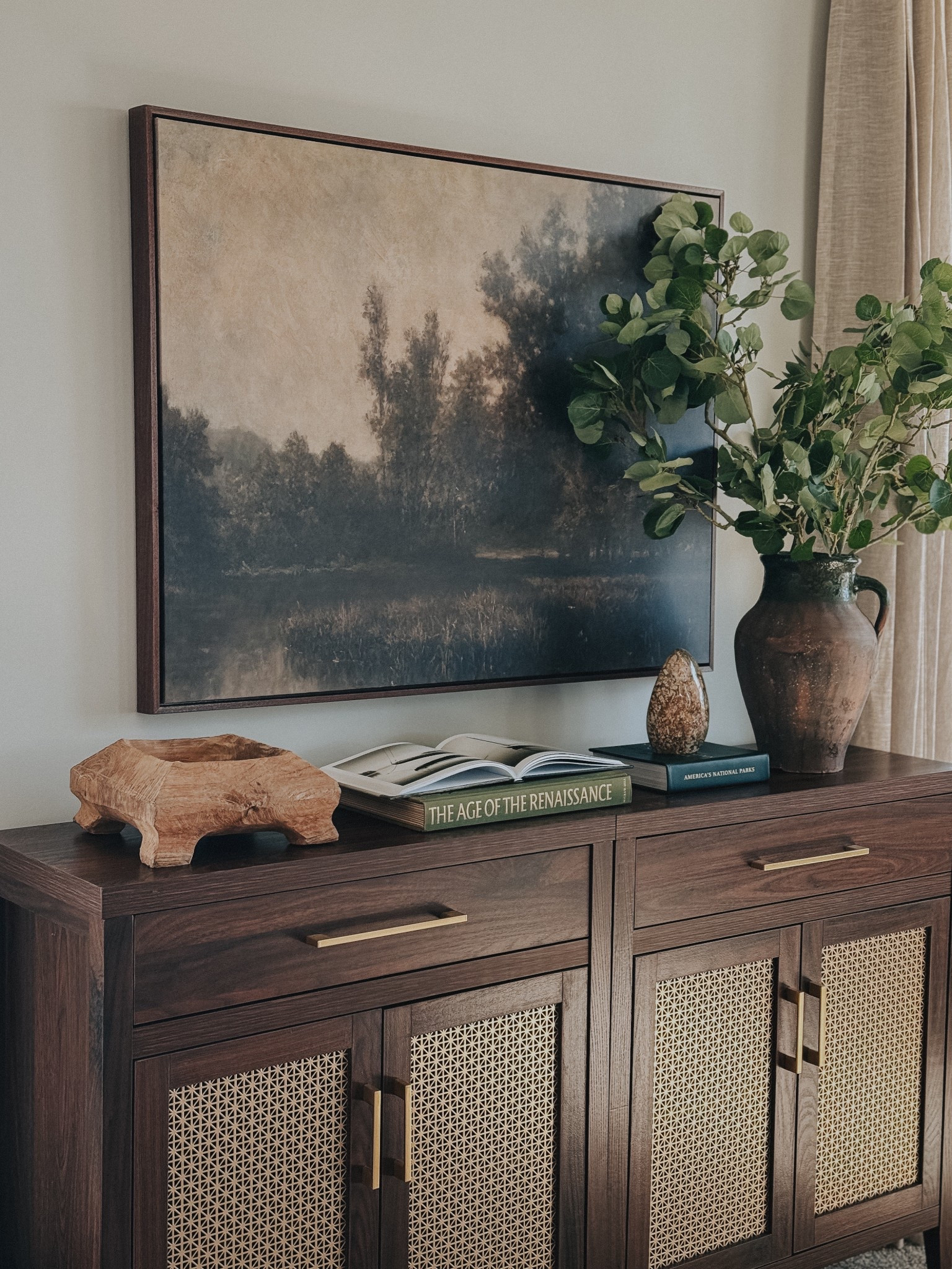 Console table styling. Moody organic modern. Moody vintage modern. Rustic. Sidebars styling  

#LTKHome #LTKStyleTip #LTKFindsUnder100