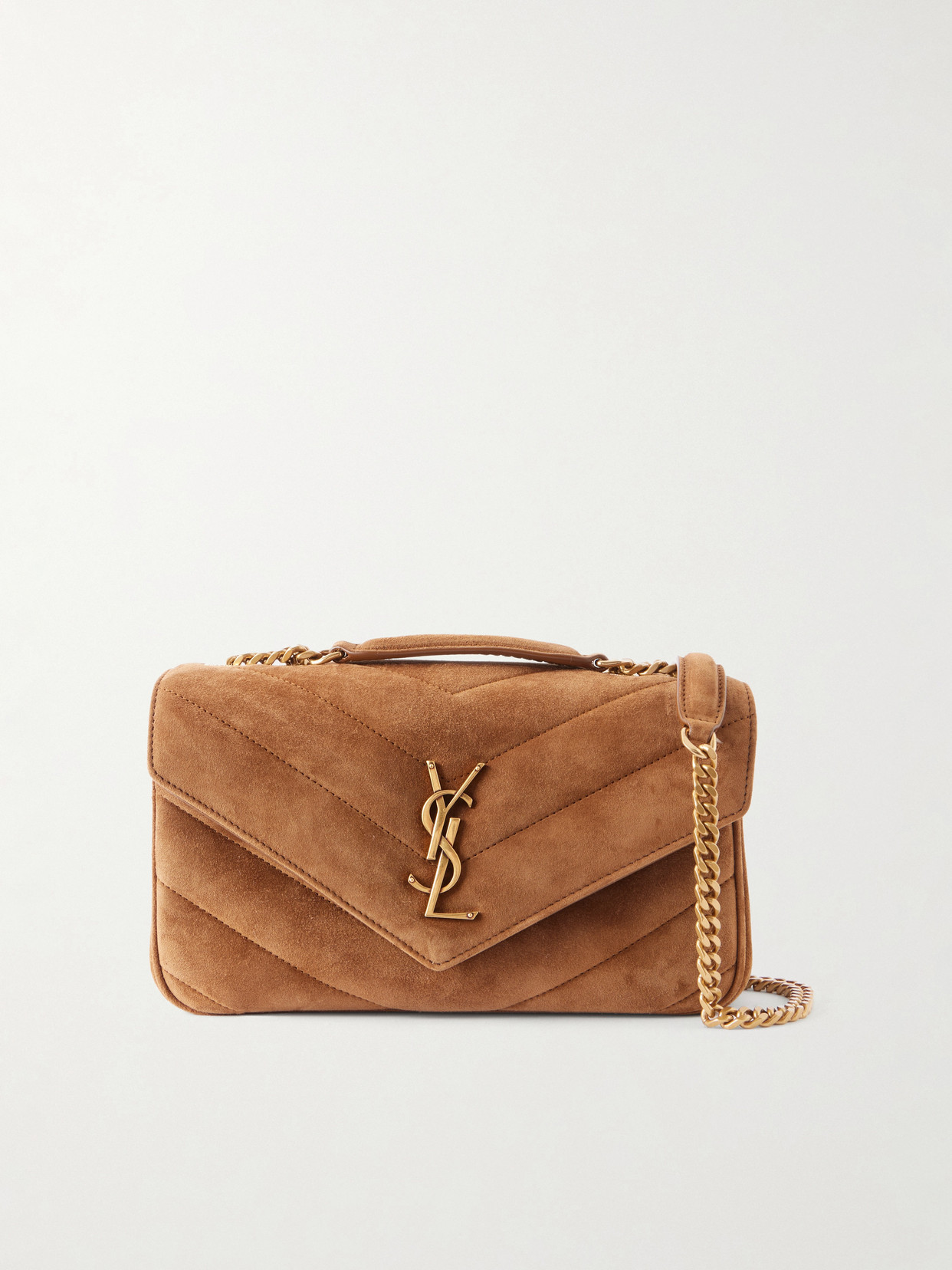 SAINT LAURENT - Lou Lou Small Suede Leather Shoulder Bag - Brown | NET-A-PORTER (US)