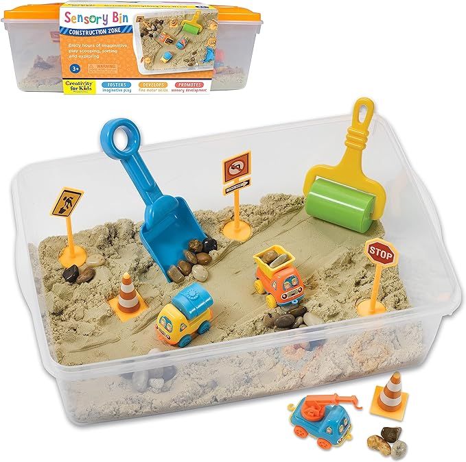 Creativity for Kids Sensory Bin: Construction Zone Playset - Preschool Learning Activities, Excav... | Amazon (US)
