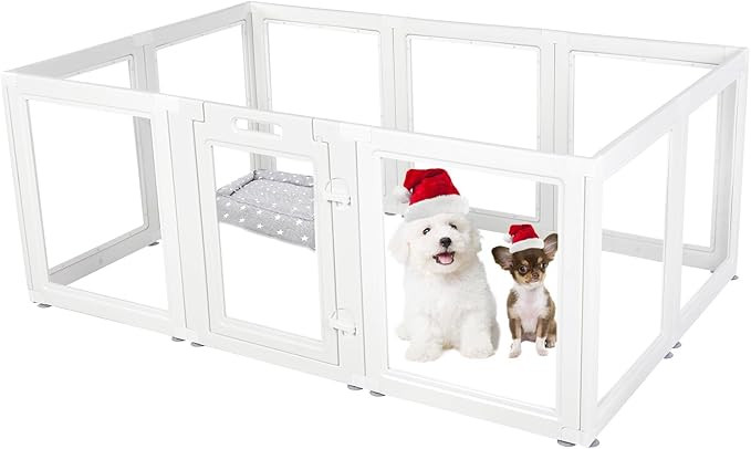 Clear Acrylic Plastic Dog Playpen Indoor,for Puppy Cat Rabbit Ferret Transparent Pet Pen,Easy Ass... | Amazon (US)