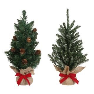 Assorted 16" Unlit Artificial Christmas Tree with Potted Burlap by Ashland® | Michaels Stores