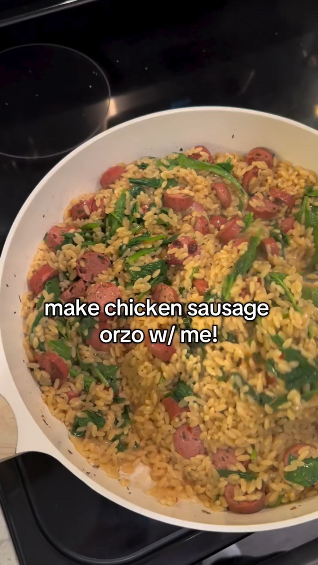one pan chicken sausage orzo 🤤 easy, cozy, and so good!! 
#easyrecipes #dinnerideas #onepanmeal #tiktokfood #weeknightdinner

#LTKHome #LTKFindsUnder100 #LTKfoodie