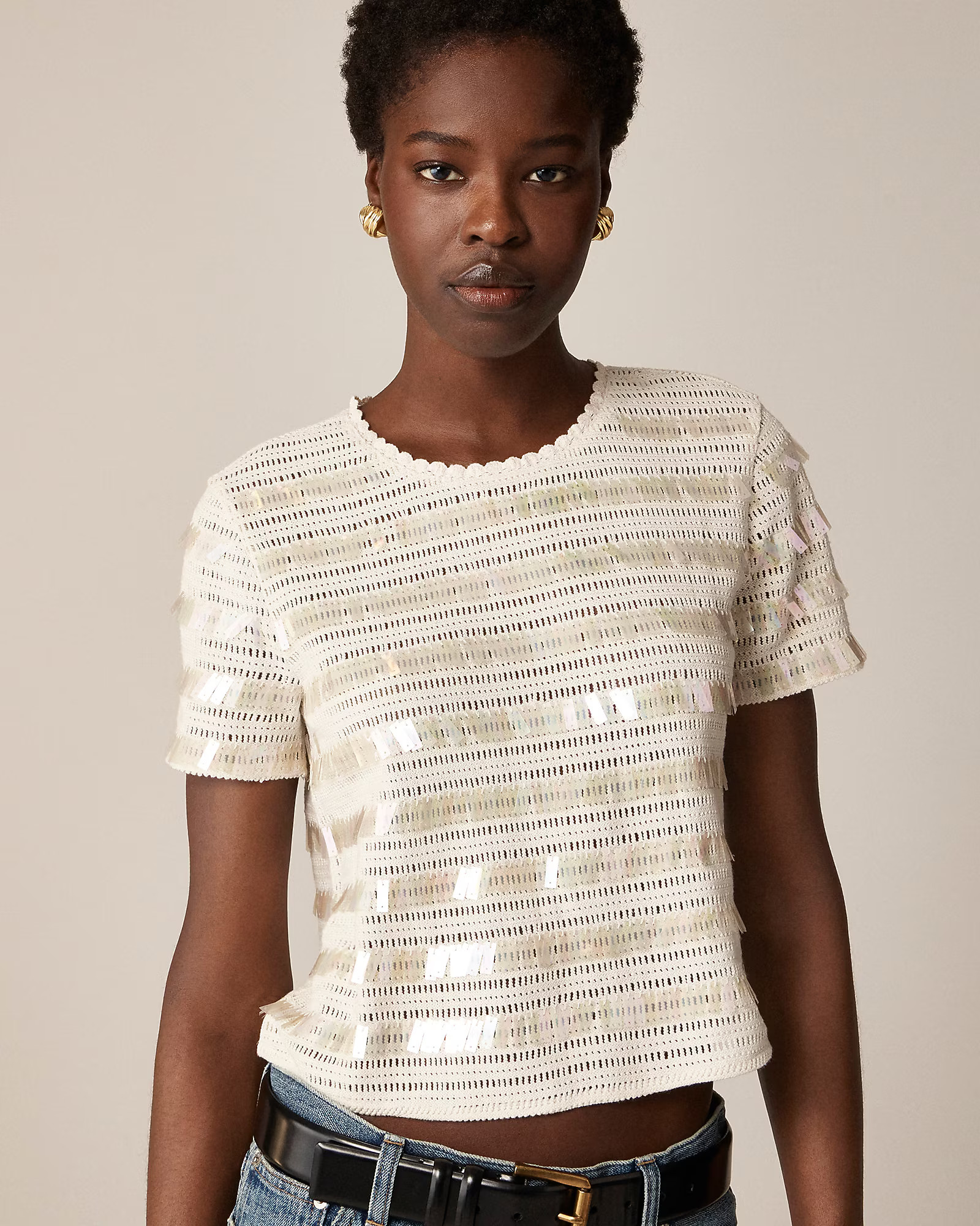 Crochet shirt with sequins | J. Crew US