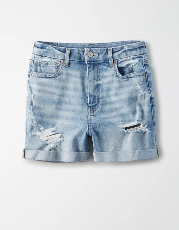 Stretch Curvy Denim Mom Shorts | American Eagle Outfitters (US & CA)
