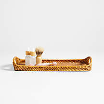 Sedona Honey Rattan Vanity Tray + Reviews | Crate & Barrel | Crate & Barrel