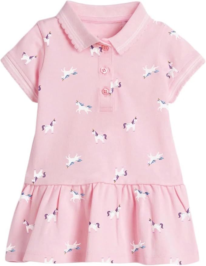 Lamgool Baby Girls Summer Casual Dress Short Sleeve Cartoon Patterned Uniform Polo Dress Playwear... | Amazon (US)