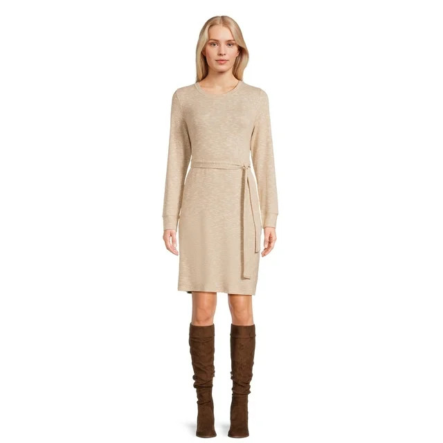Time and Tru Women's Hacci Knit Midi Dress, Sizes XS-XXXL | Walmart (US)