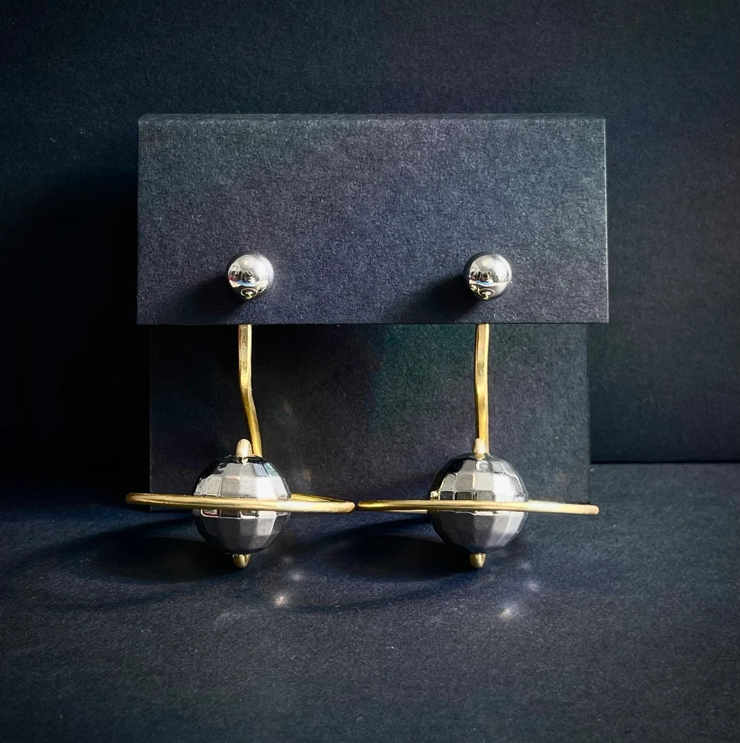 Disco Saturn Earring Jackets Liz Fox Roseberry Handmade - Etsy | Etsy (US)