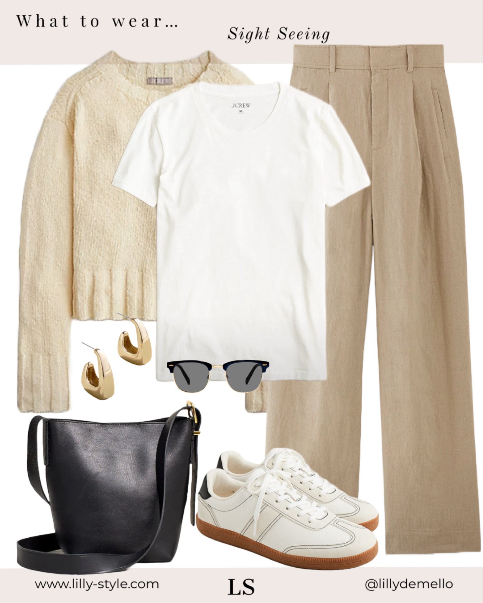 An outfit I’d wear for a day of exploring.  Light layers, comfortable yet chic pants.  Tote is the perfect everyday size.  Sneakers are one of my favorites - comfortable and go with everything  

#LTKItBag #LTKStyleTip #LTKShoeCrush