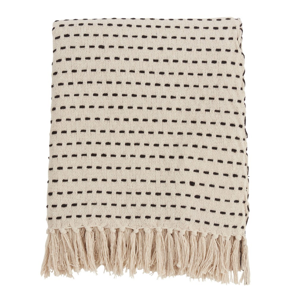 Stitch Line Throw Blanket Ivory - Saro Lifestyle, Size: 50x60 inches, Beige | Target