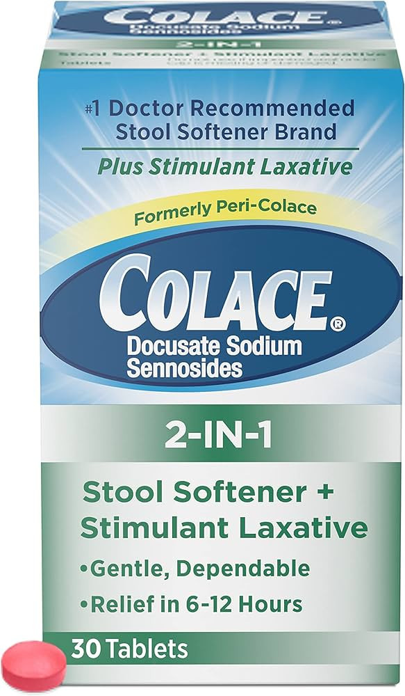 Colace 2-In-1 Stool Softener & Stimulant Laxative Tablets, Gentle Constipation Relief in 6-12 Hou... | Amazon (US)