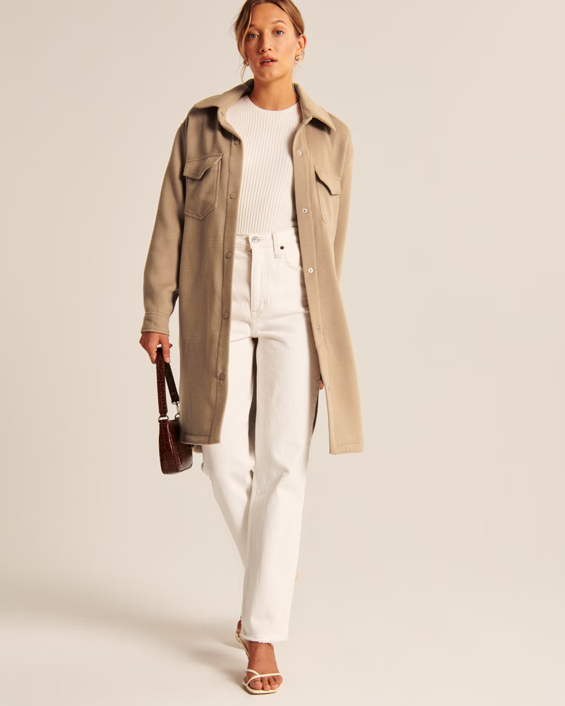 Women's Long Cozy Shirt Jacket | Women's Coats & Jackets | Abercrombie.com | Abercrombie & Fitch (US)