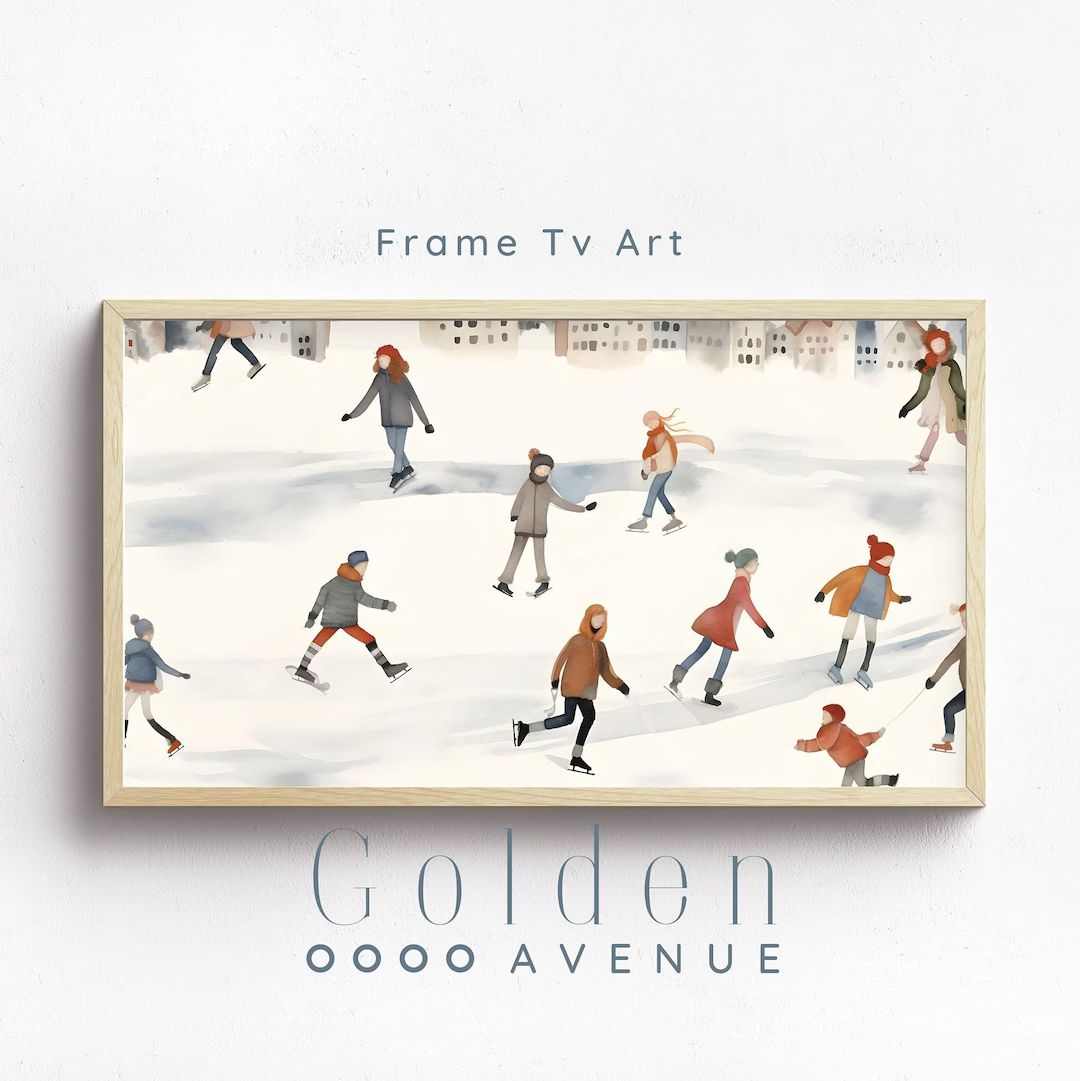 Holiday Frame TV Art DIGITAL Download Ice Skate Watercolor for TV Trendy Winter Frame Tv Art File... | Etsy (US)