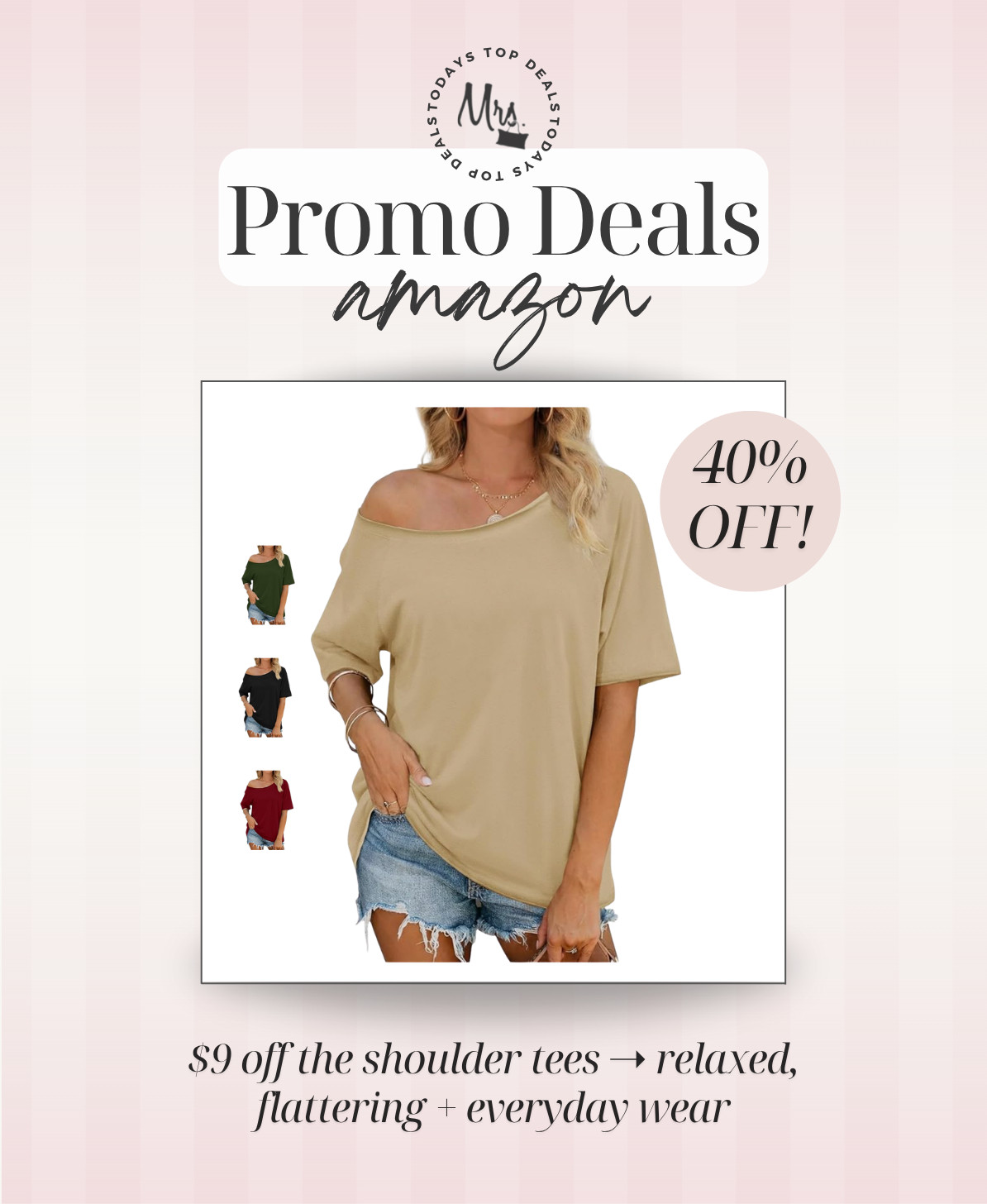 $9 off the shoulder tees ➝ relaxed, flattering + everyday wear 

 #LTKSeasonal #LTKOver40 #LTKSaleAlert