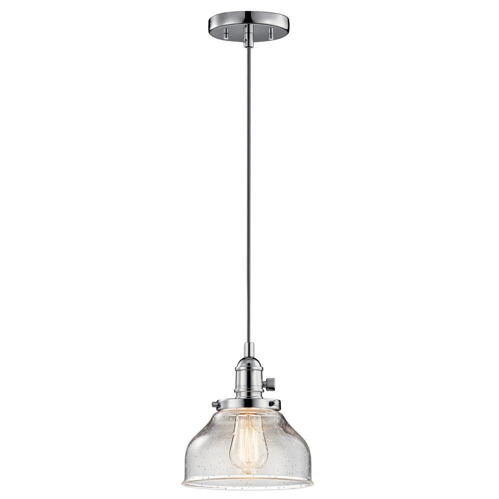 KICHLER Avery 8 in. 1-Light Chrome Bell Vintage Industrial Kitchen Mini Pendant Hanging Light with C | The Home Depot