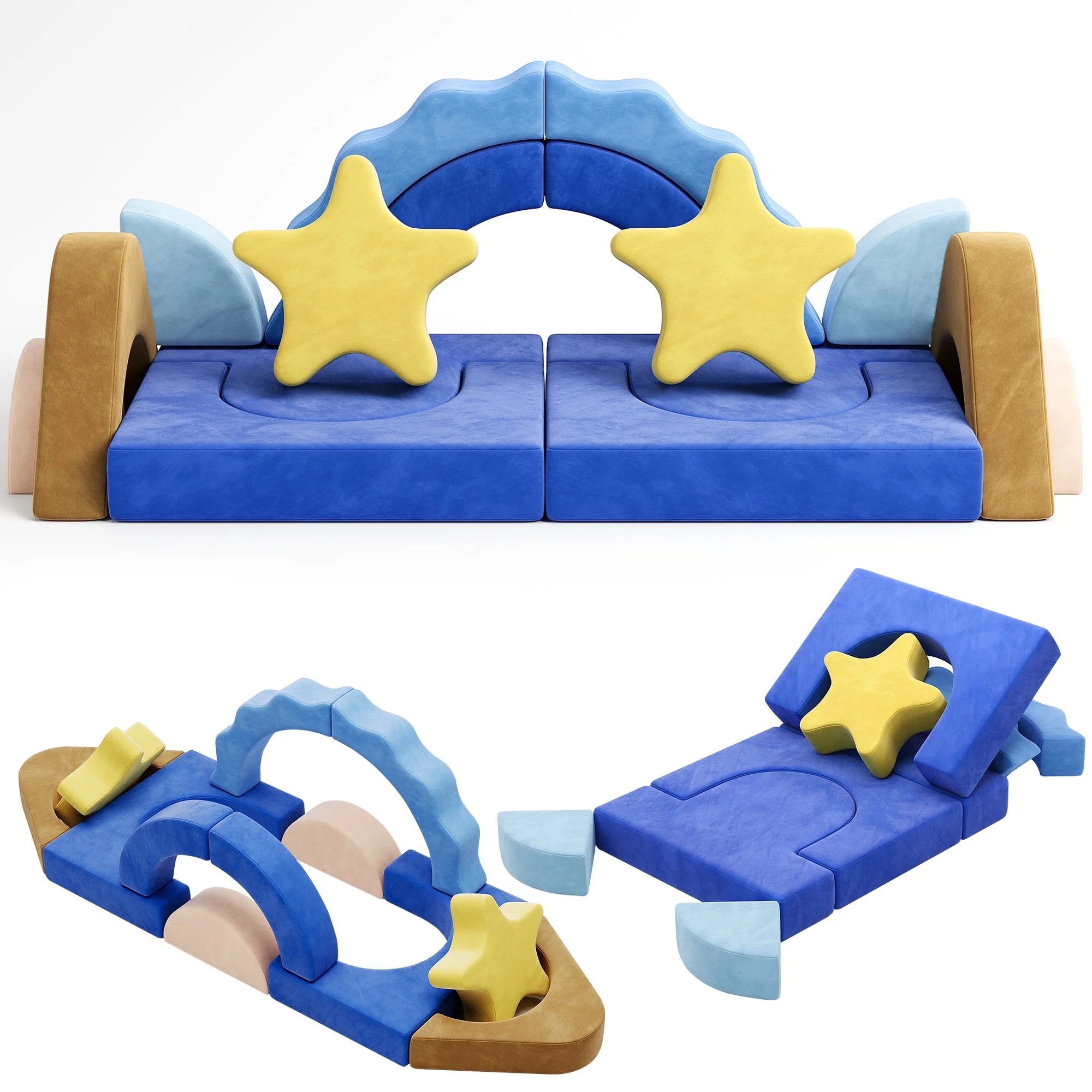 EVMORE 16PCS Modular Kids Play Couch Furniture, Sea World Theme Foam Children Sofa Couch for Girl... | Walmart (US)