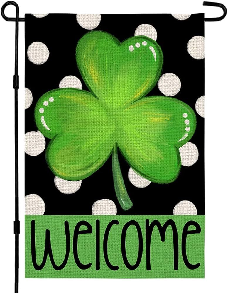 CROWNED BEAUTY St Patricks Day Shamrock Garden Flag 12×18 Inch Double Sided Green Clover Small B... | Amazon (US)
