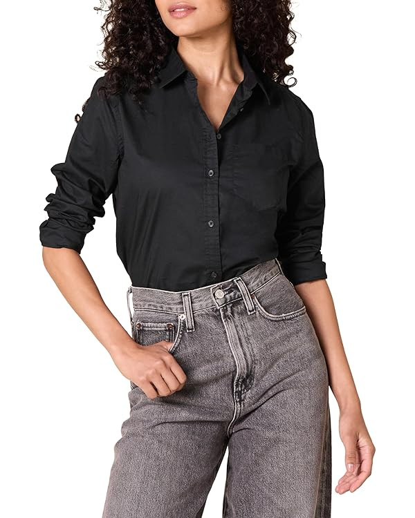 Amazon Essentials Women's Regular-Fit Long-Sleeve Button-Down Poplin Shirt | Amazon (US)