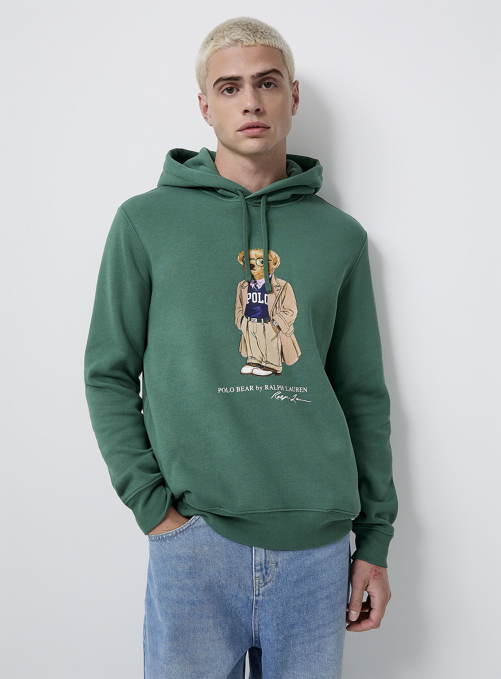 Polo Ralph Lauren - Preppy teddy bear hoodie (Men, Green, LARGE) | Simons