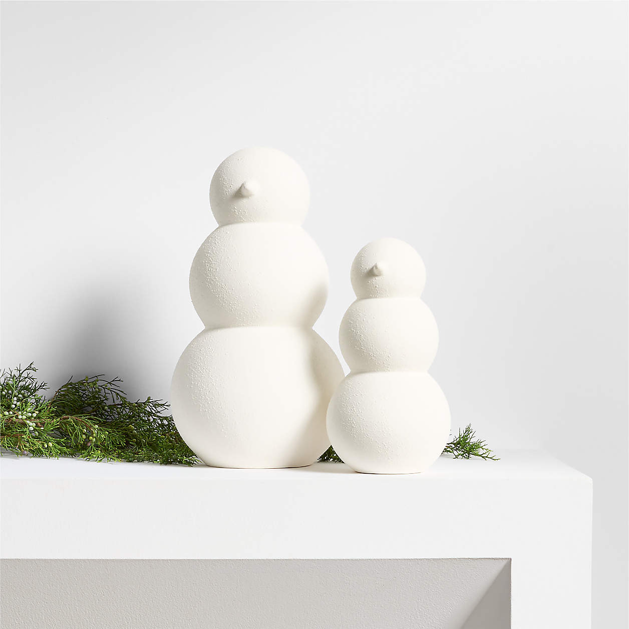 Antique White Textured Ceramic Snowman Large 13" + Reviews | Crate & Barrel | Crate & Barrel