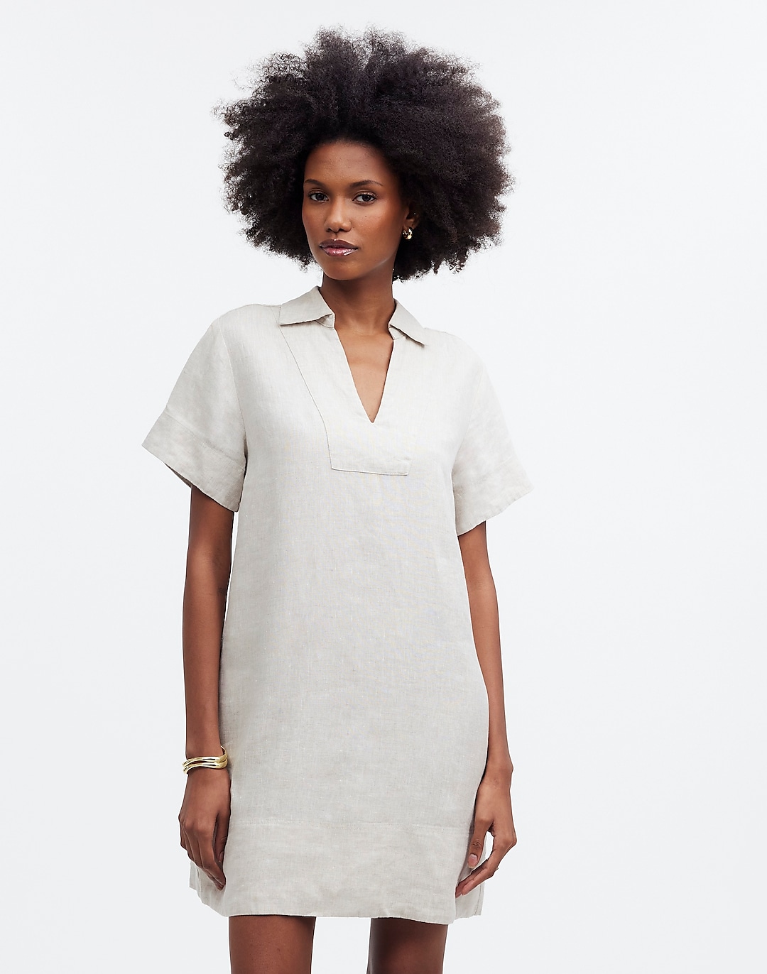 V-Neck Mini Dress in 100% Linen | Madewell