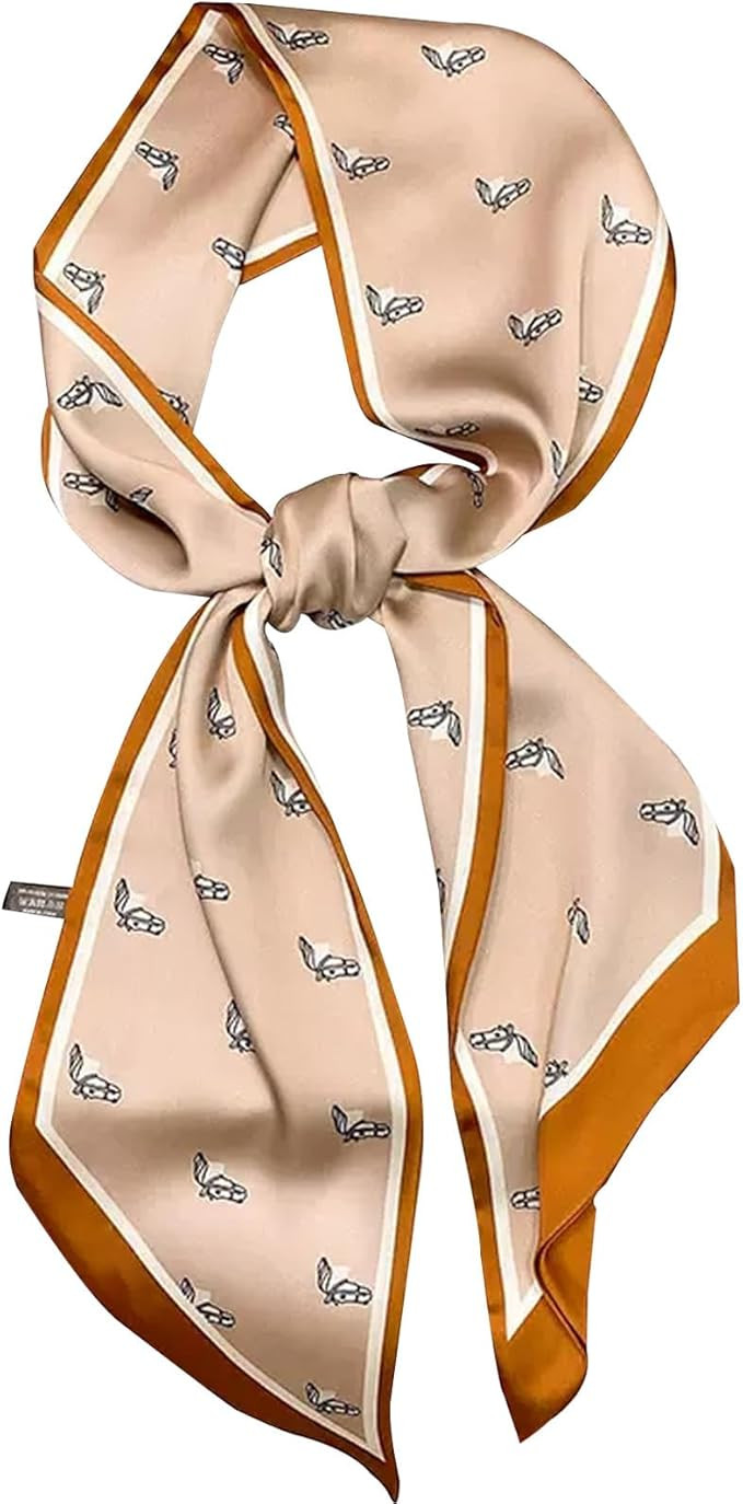 kcctoo 59" Mulberry Silk Like Head Scarf Women's Fashion Square Neck Satin Scarfs for Bag Hair Sc... | Amazon (US)