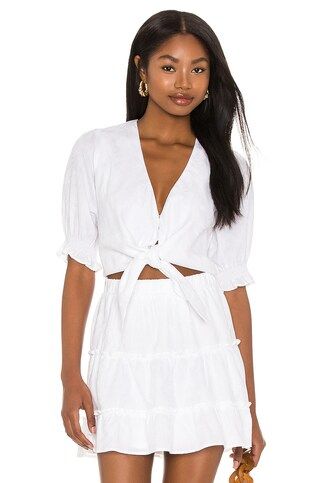 Show Me Your Mumu Kimmy Tie Top in White Tulips from Revolve.com | Revolve Clothing (Global)