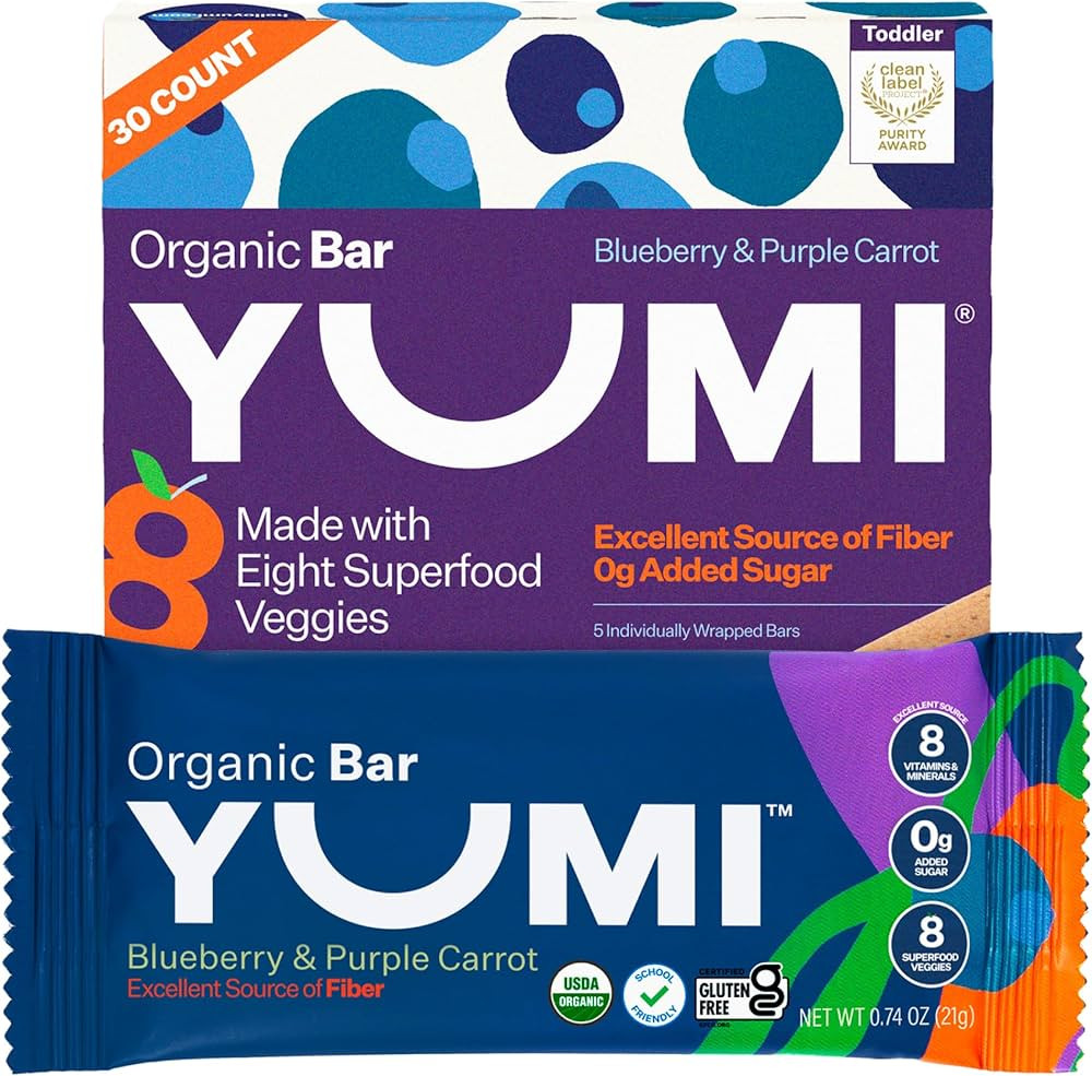 Amazon.com: Yumi Organic Toddler Snack Bars (30 Count), Gluten-Free, No Added Sugar, 7+ Vegetable... | Amazon (US)