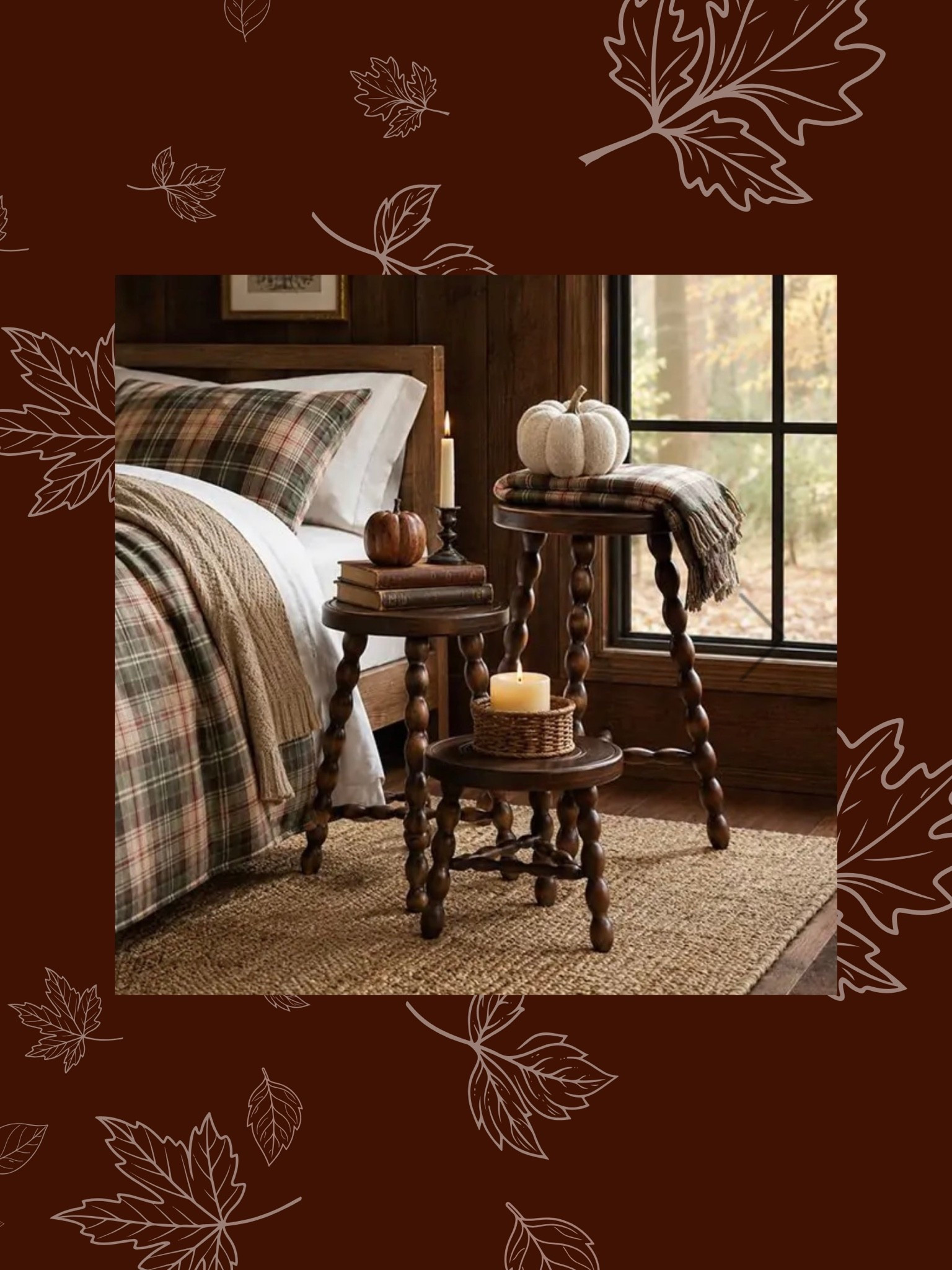 Fall decor, autumn decor, plaid bedding
