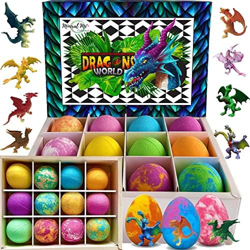 Bath Bombs for Kids with Surprise Inside - 12 Organic Bubble Bath Fizzies with Dragon Egg Toys. G... | Amazon (US)