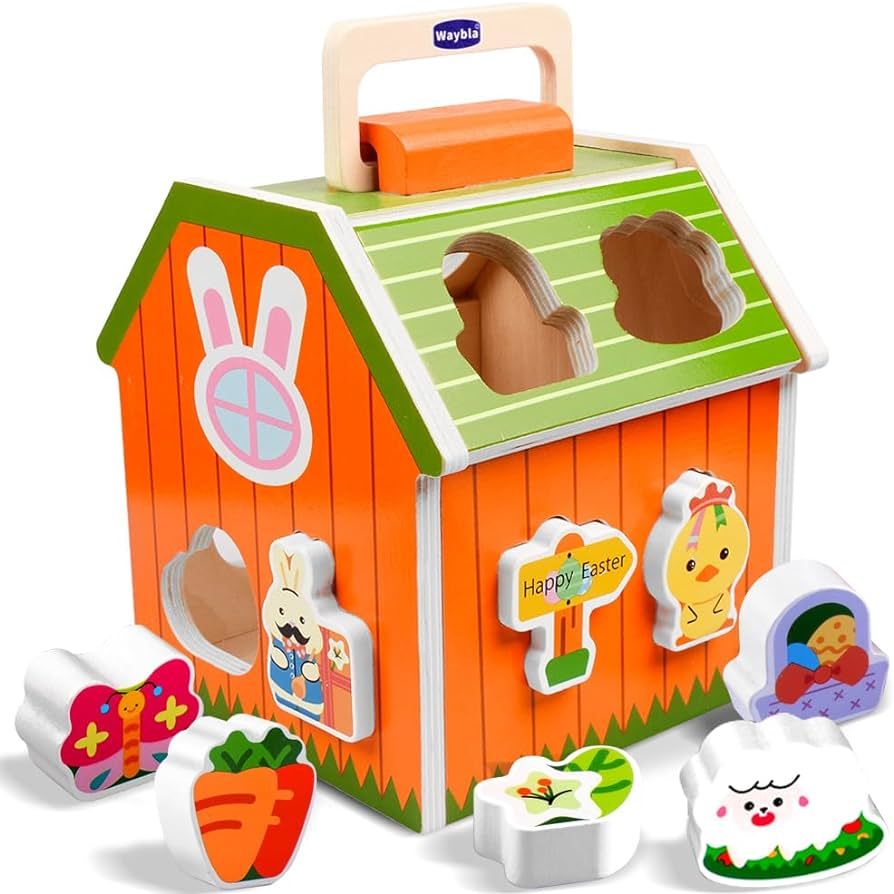 Easter Toddlers Montessori Wooden Take-Along Sorting Barn Toys, Early Learning Shape Sorting & St... | Amazon (US)