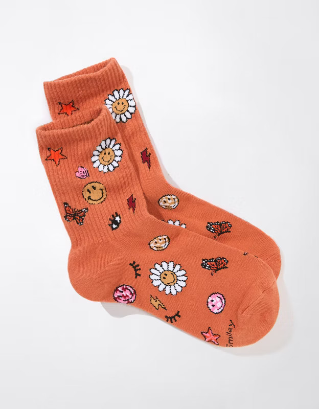 AE Smiley® '90s Crew Socks | American Eagle Outfitters (US & CA)