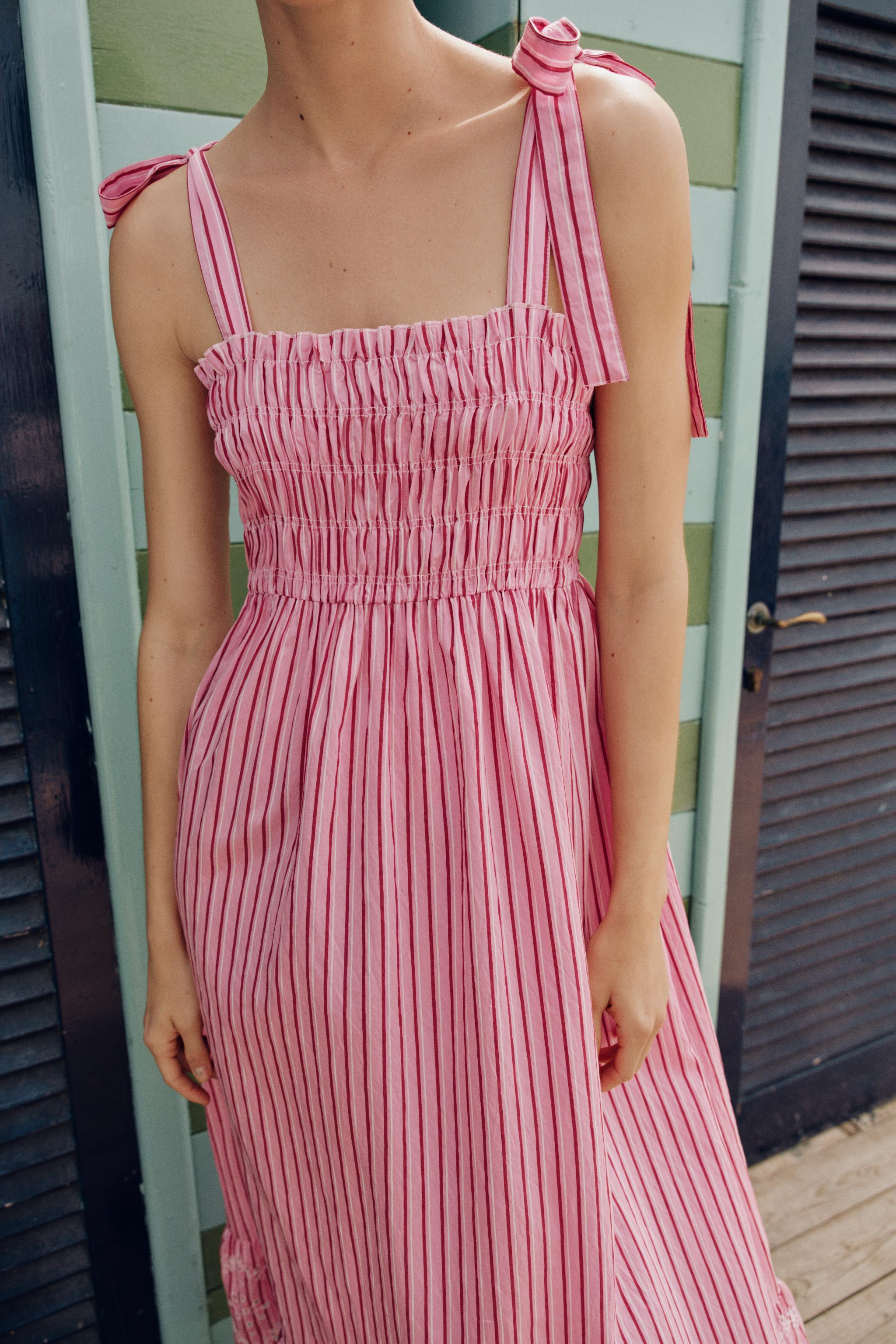 STRIPED TIED MIDI DRESS | Zara US